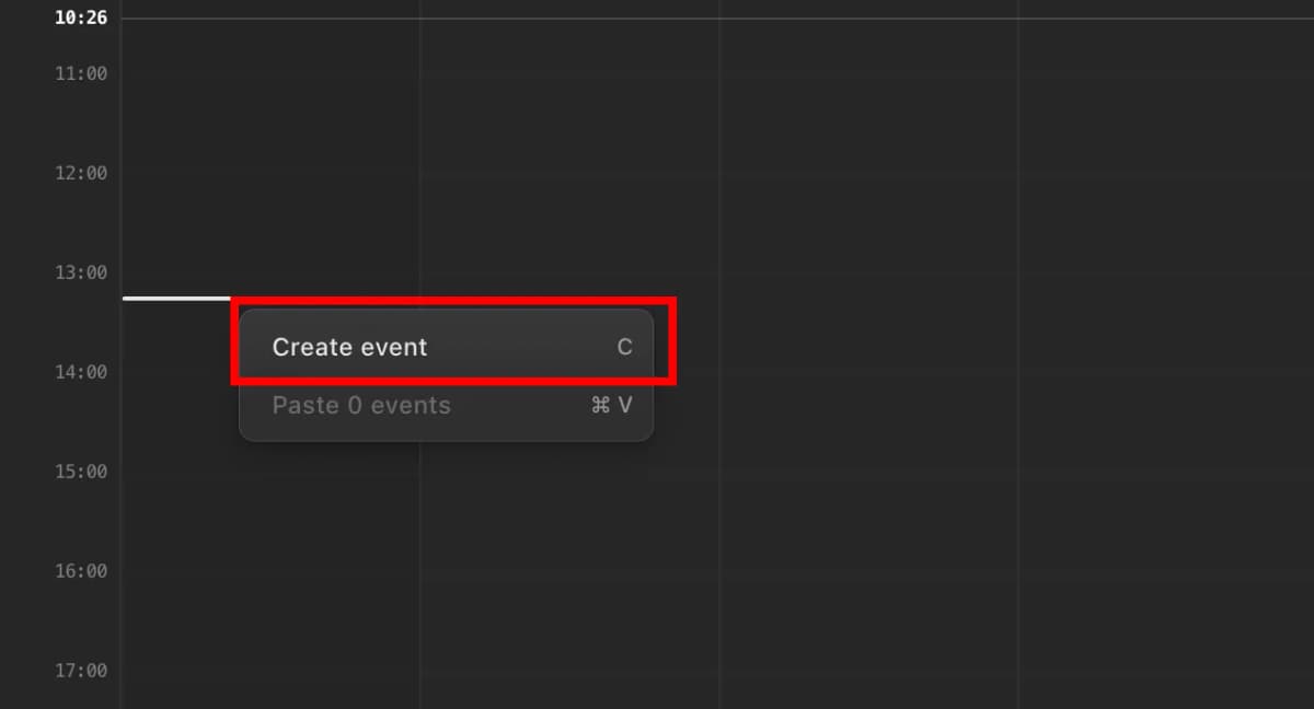 Notion Calendar 的 Create event 建立事件入口