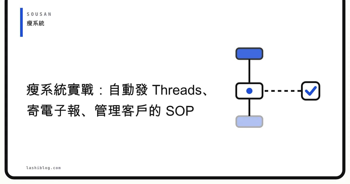 瘦系統實戰：自動發 Threads、寄電子報、管理客戶的 SOP
