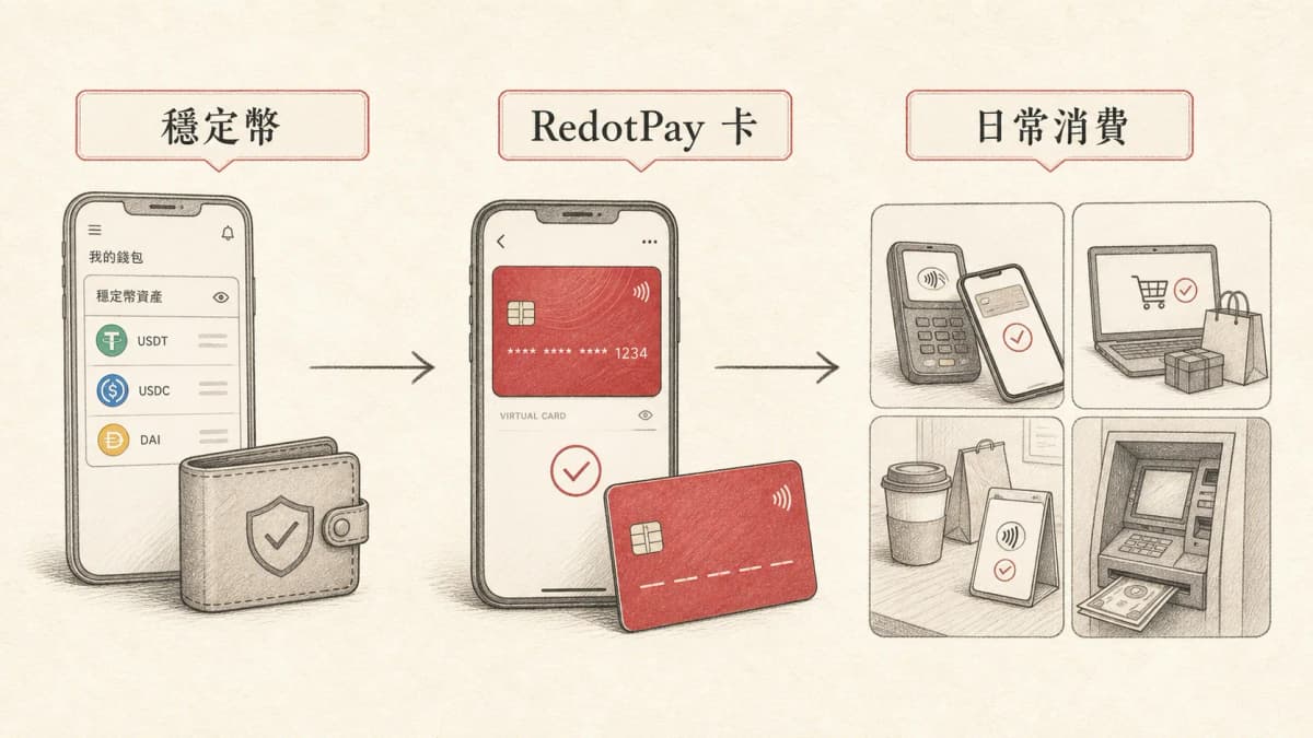 RedotPay 從入金到刷卡的流程圖