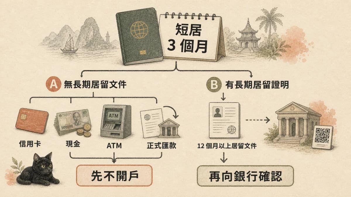 越南短居三個月是否需要開銀行帳戶的決策圖